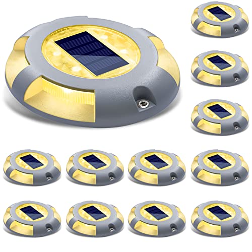 Solar Deck Lights Outdoor LED Driveway Dock Lights (12 Count)
