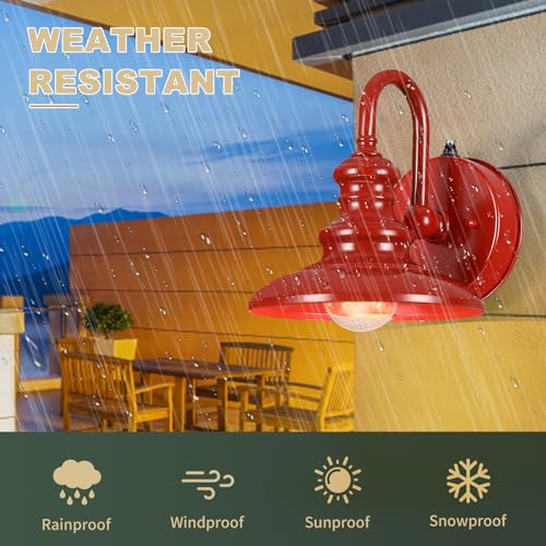 Dusk to Dawn Sensor Outdoor Gooseneck Barn Light Fixture Red