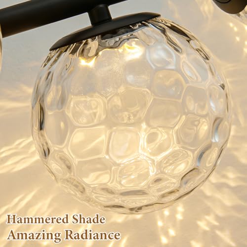 Black 5 Light LED Modern Hammered Glass Globe Bathroom Vanity Light