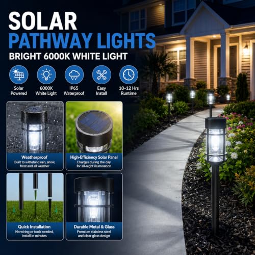 Solar Pathway Lights Outdoor 8 Pack Waterproof Solar Lights for Garden (8 Count)