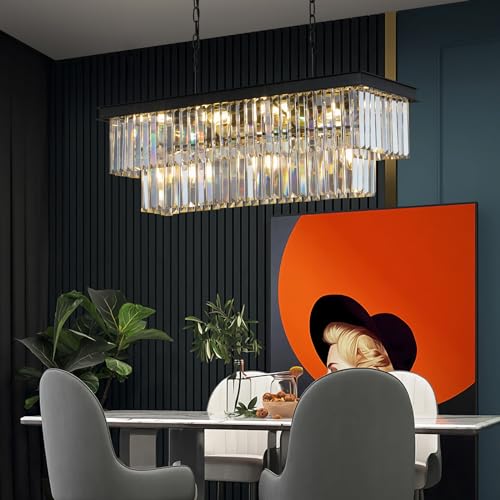 Black Crystal Chandeliers for Dining Room