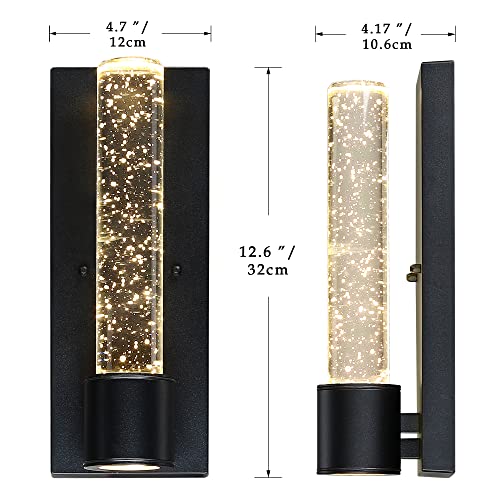 Outdoor Light Fixture with K9 Column Crystal Bubble