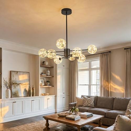 Modern Led Chandelier with Globe Glass
