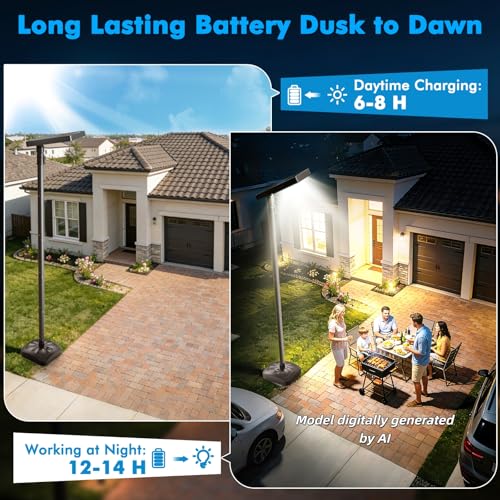 102" Solar Outdoor Street Lights with Pole & Remote