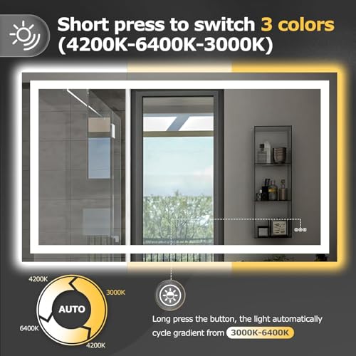55"X30" LED Bathroom Mirror with Lights