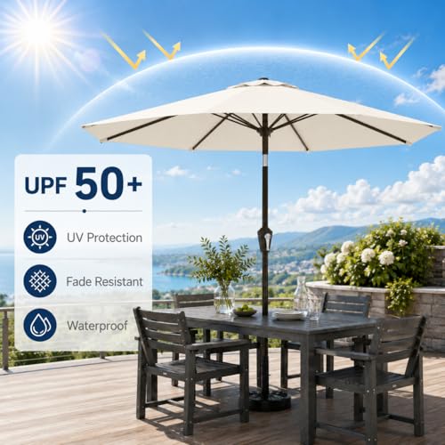 10FT Solar Patio Umbrella with Lights