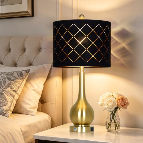 26" Gold Table Lamps Set of 2 for Bedroom Nightstand & Living Room (2 Count)