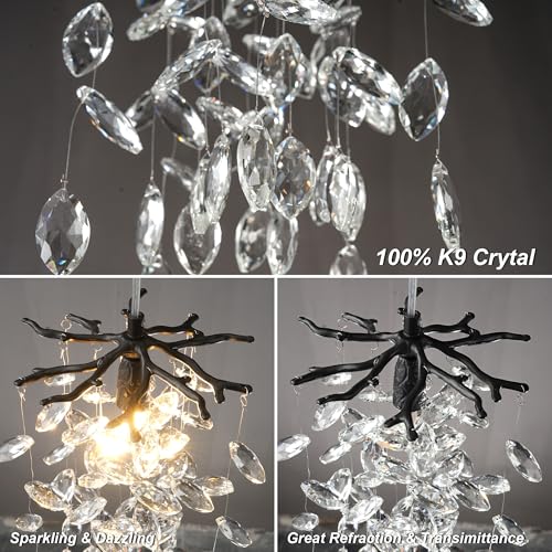 8.3" Black Crystal Pendant Light for Kitchen Island