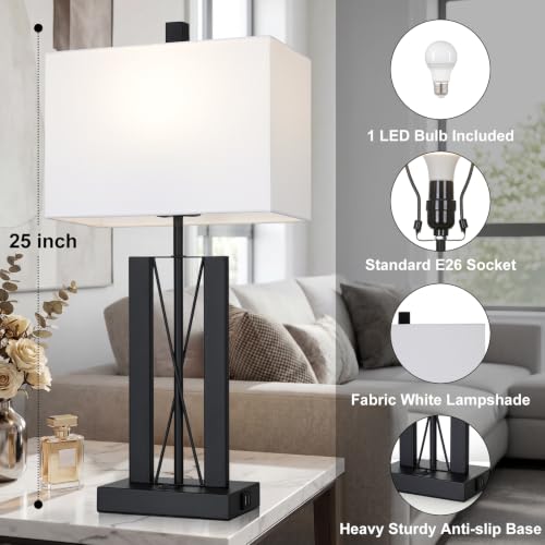 25" Modern Table Lamp for Living Room (2 Count)