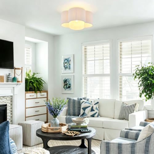Boho Rattan Semi Flush Mount Ceiling Light Fixture