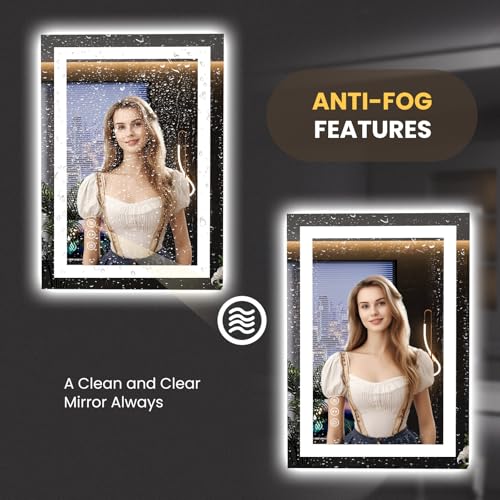 23.6"x31.5" LED Bathroom Mirror with Lights