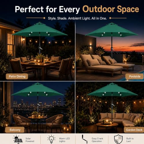 11FT Solar Patio Umbrella w