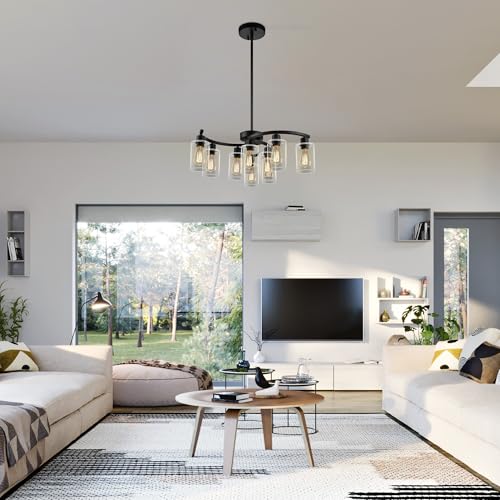 9 Light Black Modern Chandeliers for Dining Room