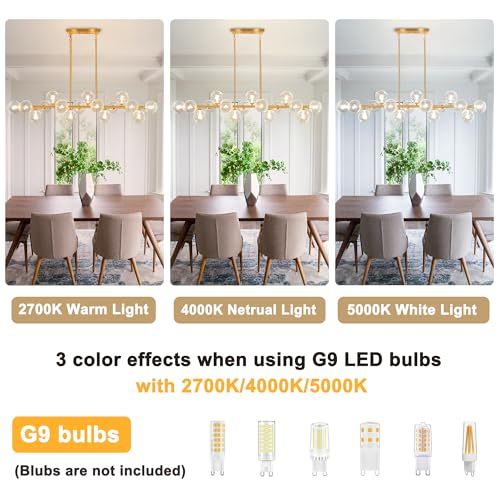 55" Linear Chandelier Swirled Glass Gold Sputnik Chandelier