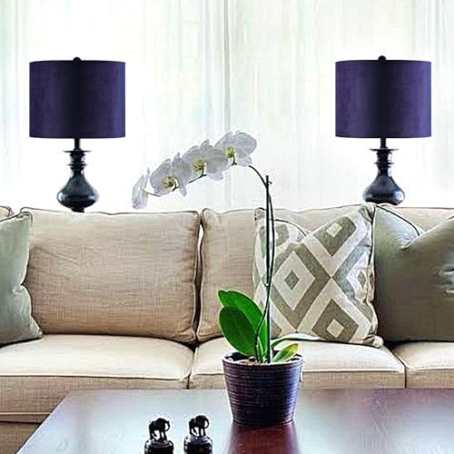 Dark Blue Velvet Drum Lamp Shade 13"×13"×10" Spider