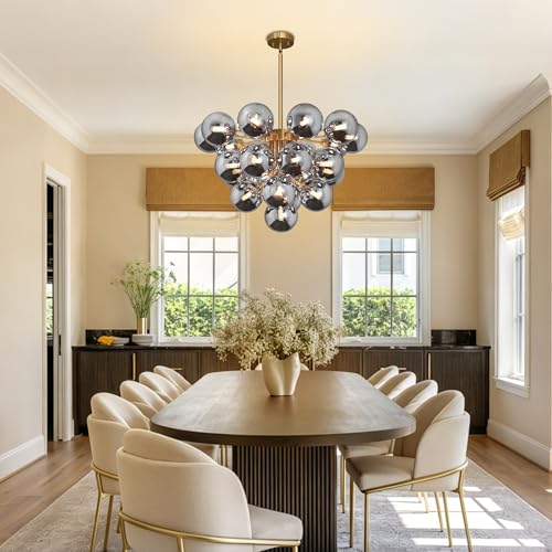 Sputnik Chandelier 23 Lights Mid Century Modern Chandelier Black and Gold