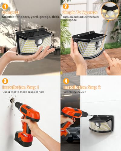 Solar Motion Sensor Lights Outdoor 120 LEDs (6 Count)