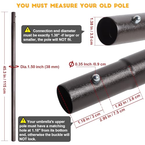 45" Umbrella Replacement Lower Pole