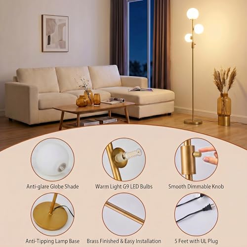 Dimmable 3 Globe Floor Lamp
