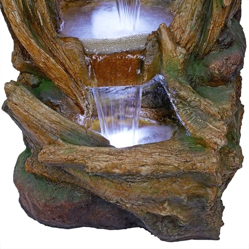 40" Tall Open Tree Trunk Floor Fountain with Cool White LED Lights