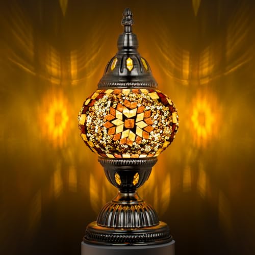 Turkish Mosaic Lamp Stained Glass Table Lamp with Tiffany Style