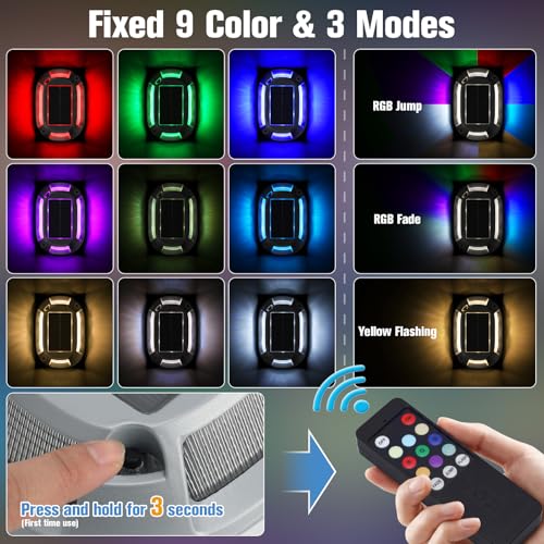 Solar Driveway Lights Dock Deck Lights with Remote 4 Pack (4 Count)