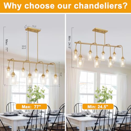 38" Gold Dining Room Light Fixture