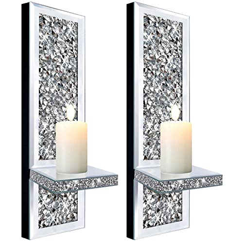 Set of 2 Crystal Crush Diamond Candle Sconces (2 Count)