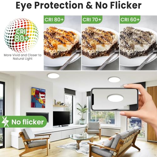 Flush Mount Ceiling Light 9Inch 24W 2400LM Flat Led Lighting Fixture for Ceiling (6 Count)