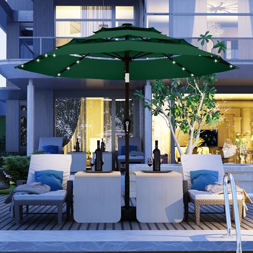 9ft 3 Tier Patio Umbrella with Solar Lights