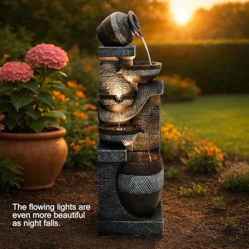 42.5" Tall Outdoor Water Fountain and Waterfalls