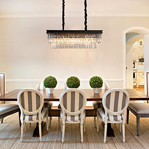 Rectangular Crystal Chandelier Dining Room Black Rectangle Pendant Light