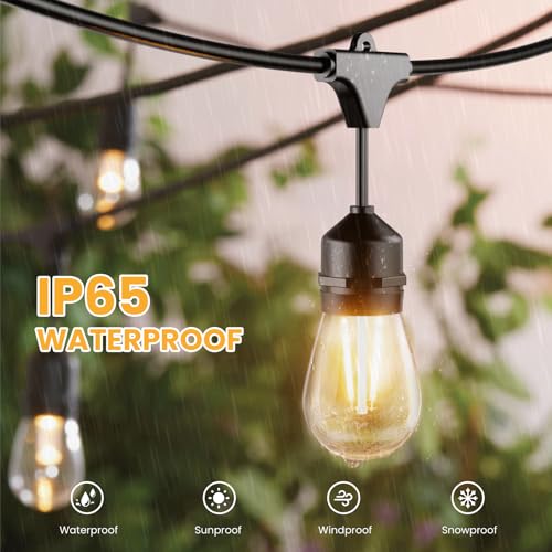144 FT Outdoor String Lights 2W LED Outside Edison Waterproof ETL (144 Foot)