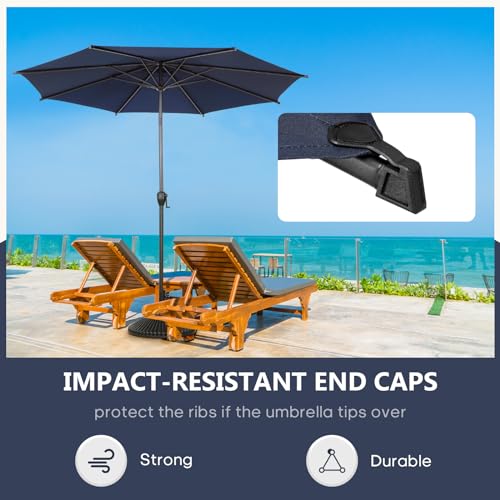 9FT Lyon Outdoor Patio Umbrella Outdoor Table Umbrella with Push Button Tilt and Crank Market Umbrella 8 Sturdy Ribs UV Protection Waterproof for Garden Deck Backyard Pool