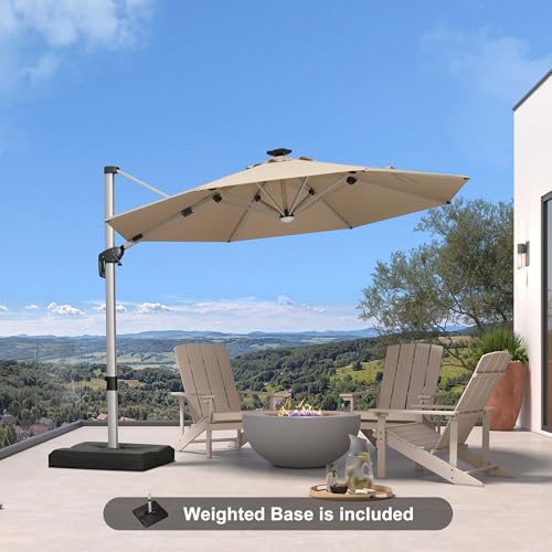 Patio Umbrella with Base Included 10ft Solar LED Light