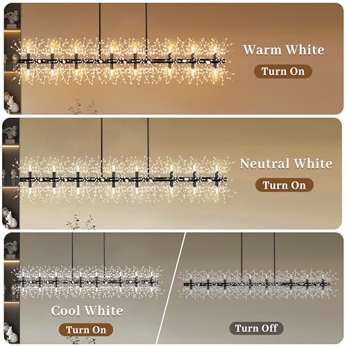 59" Linear Crystal Firework Chandelier Large Dandelion Dining Light