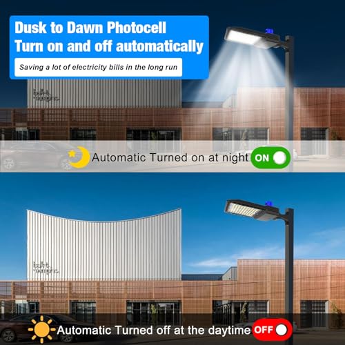 400W LED Parking Lot Lights Adjustable Arm Mount with Photocell 120