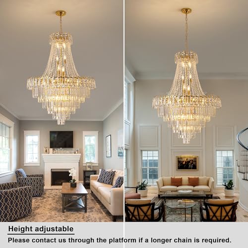 34 Inch Large Tiered Empire Crystal Chandelier