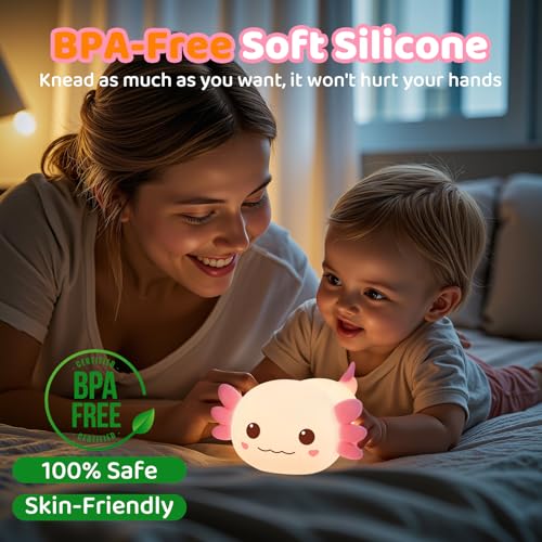 Huggwaii Squishy Axolotl Night Light for Kids