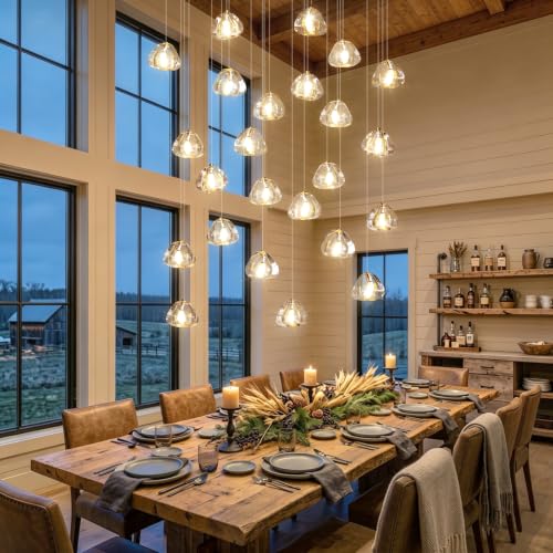 Dining Room Chandelier Dimmable Light Fixtures Black 24 Lights