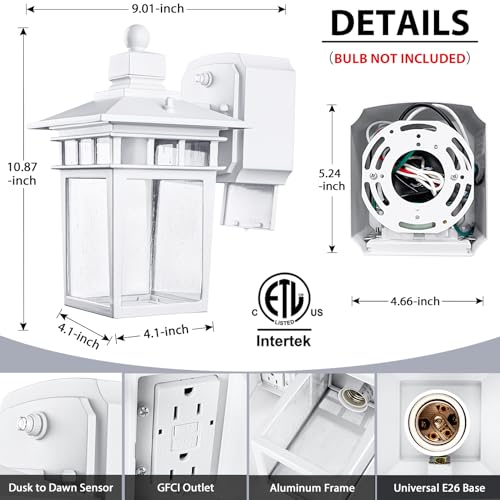 Outdoor Light with GFCI Outlet (2 Count)