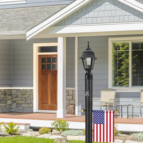 502047 Outdoor Steel Lamp Post with Plastic Cross Arm and Photo Eye