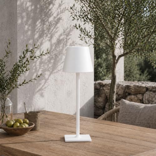 White Cordless Table Lamp Set of 2 for Patio Restaurant Home Dinner Kitchen