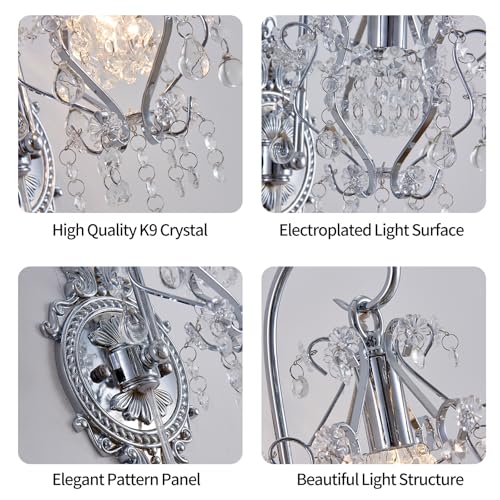 Plug in Cord Gold Silver Vintage Indoor Wall Sconces Light Set of 2 (2 Count)
