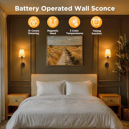 Battery Operated Wall Sconces Set of 2 (2 Count)