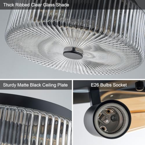 13.9 Inch Matte Black Flush Mount Ceiling Light