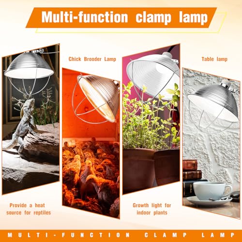 6 Pcs 10.5 Inch Adjustable Clamp Lamp Light with Aluminum Reflector Up to 150 Watt (6 Count)