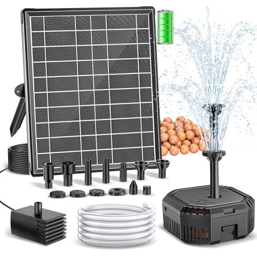 7W Solar Fountain Pump with 3600mAh Battery Backup & Pond Filter