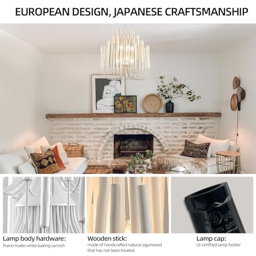 Extra Large Chandelier Farmhouse Whitewash Wood 36Inch Pendant Light