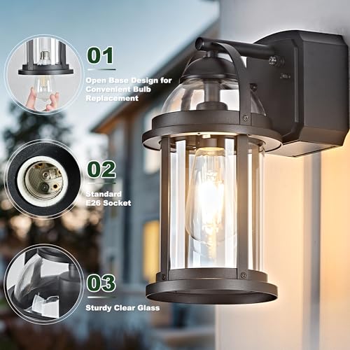 Dusk to Dawn Outdoor Wall Lights with GFCI Outlet